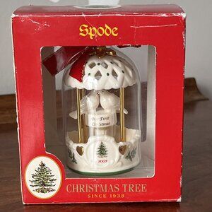 Spode Our First Christmas 2003 Ornament Doves Love Birds in Box Holiday Vintage